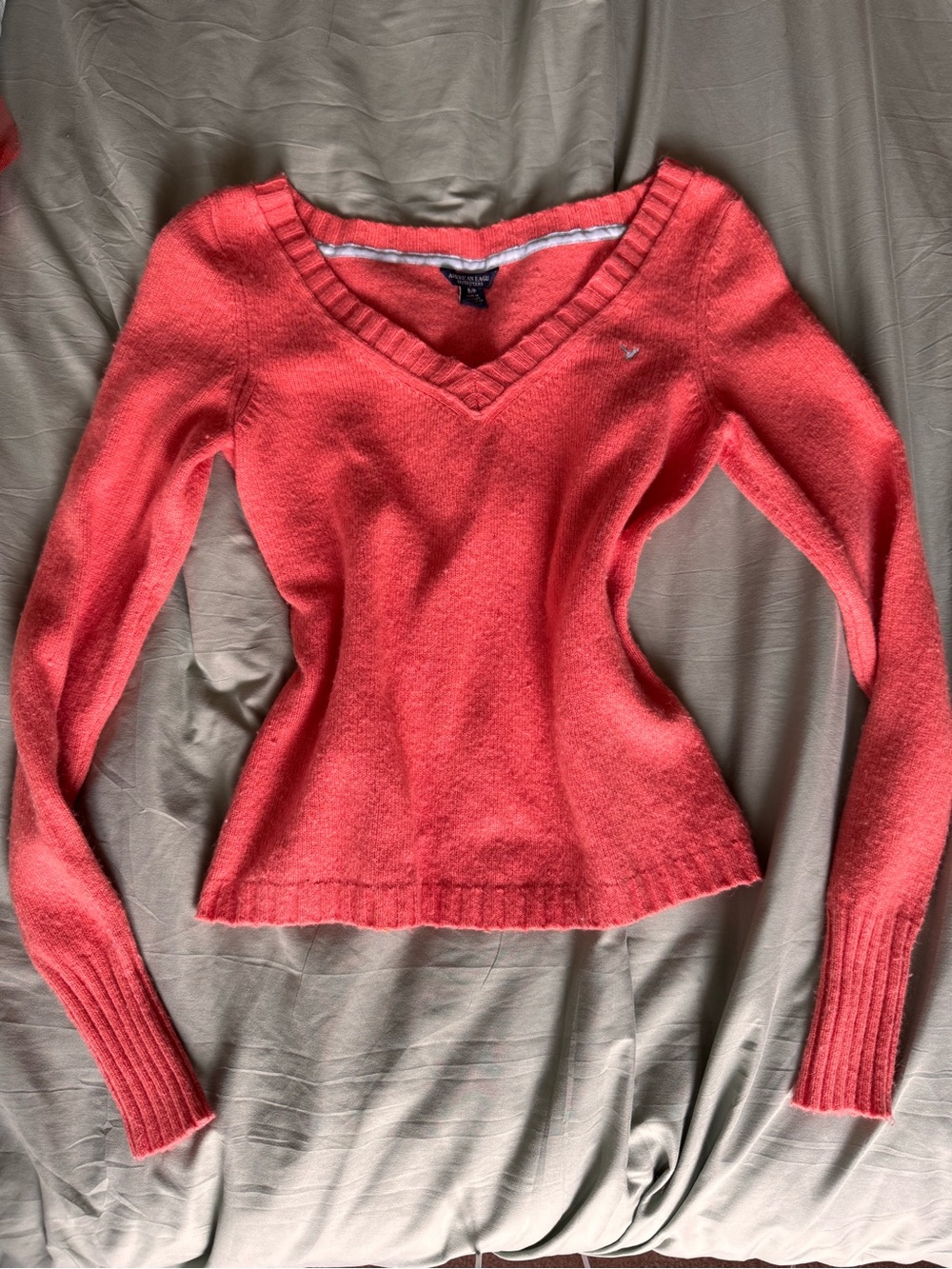 American Eagle Outfitters Coral V-Neck Sweater